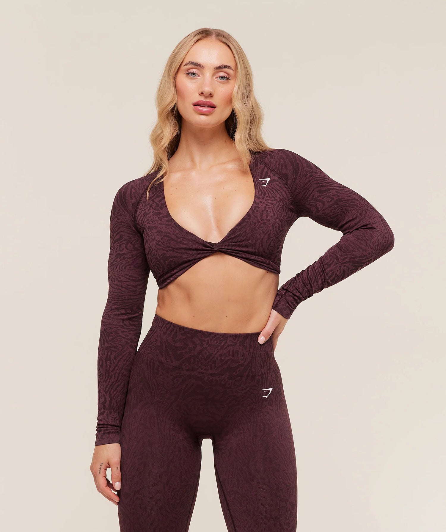 Adapt Animal Long Sleeve Crop Top - Cherry Purple/Reset Pink