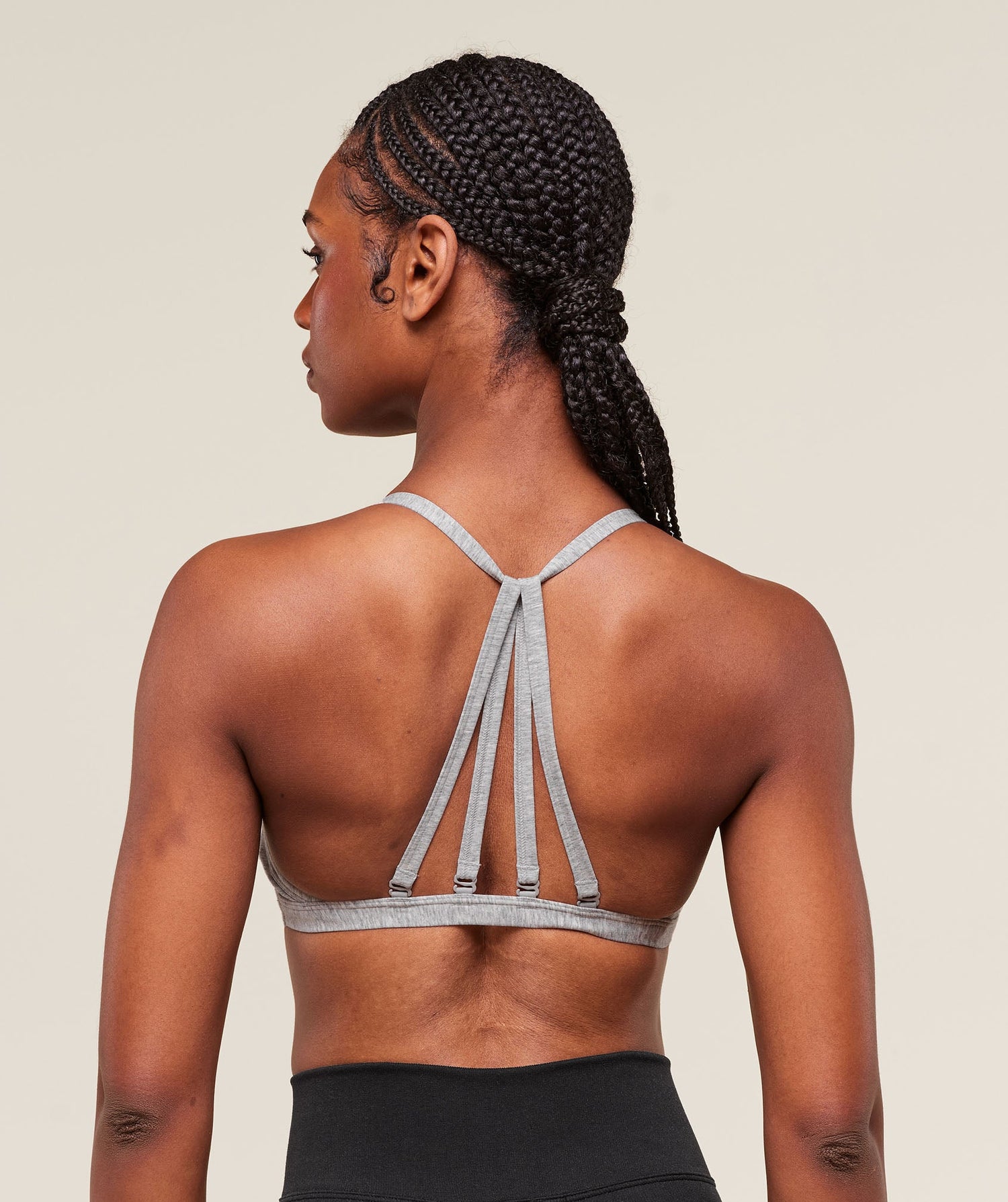 Cotton Minimal Sports Bra - Light Grey Core Marl