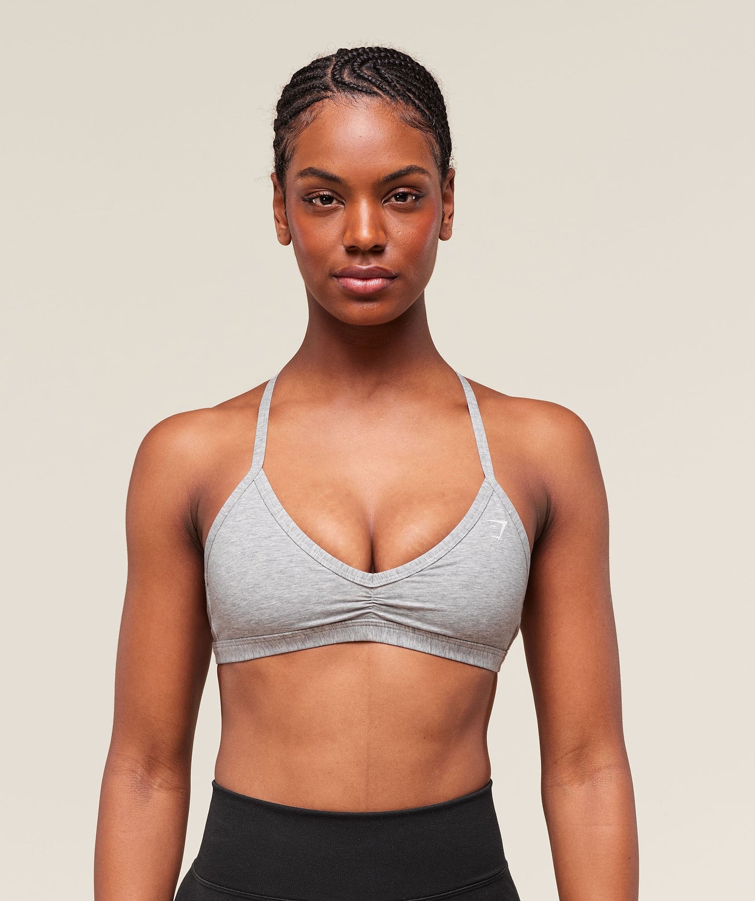 Cotton Minimal Sports Bra - Light Grey Core Marl