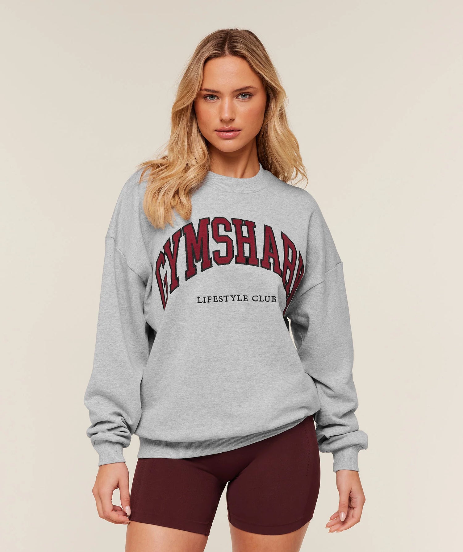 Collegiate Graphic Crew Neck Pullover - Light Grey Core Marl/GS Sets Red