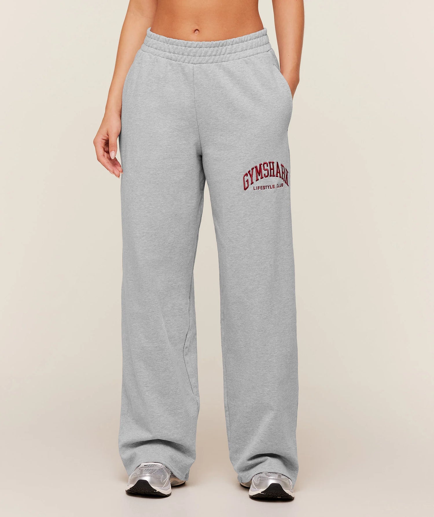 Collegiate Graphic Straight Leg Jogger - Light Grey Core Marl