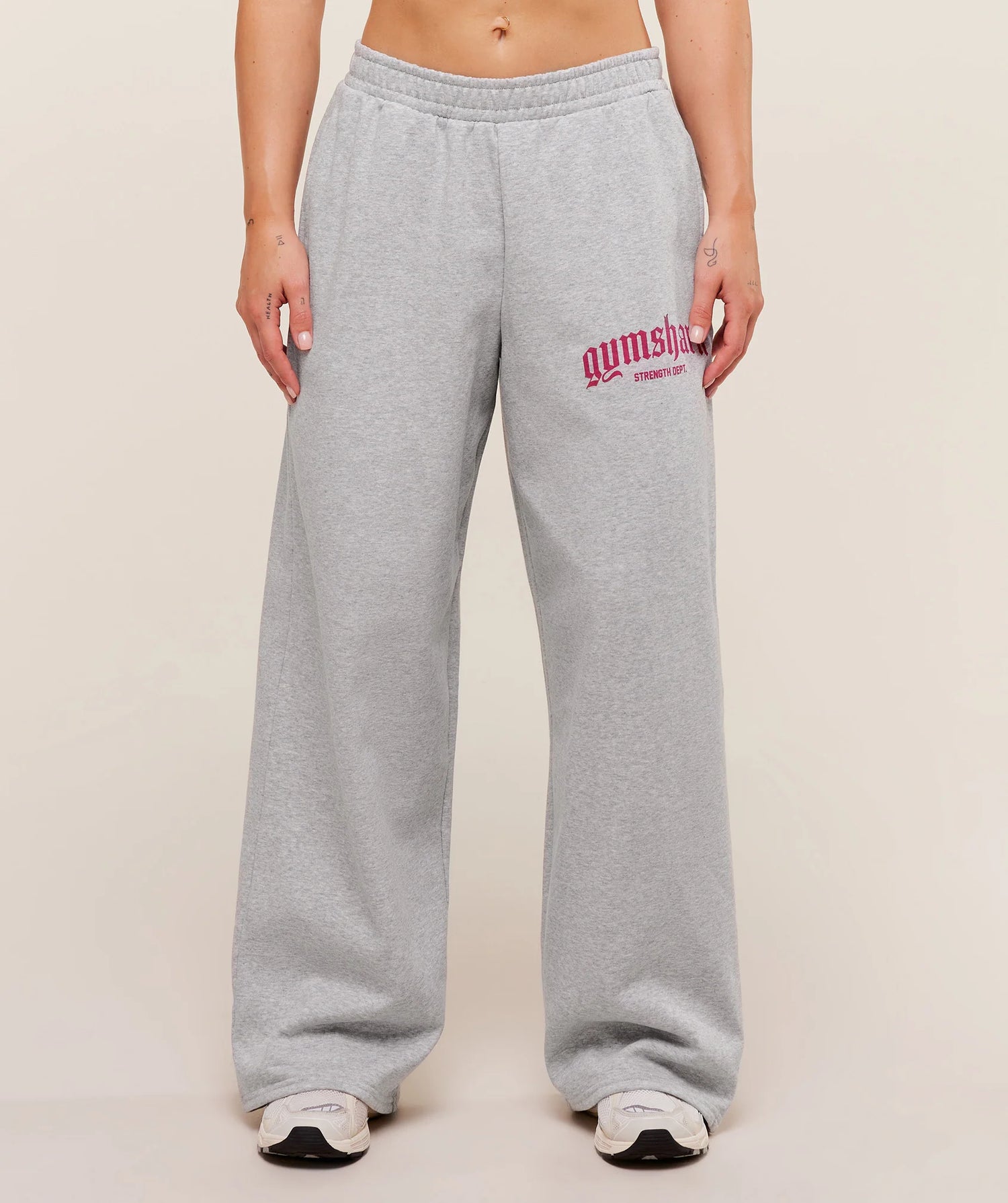 Strength Department Wide Leg Joggers - Light Grey Core Marl
