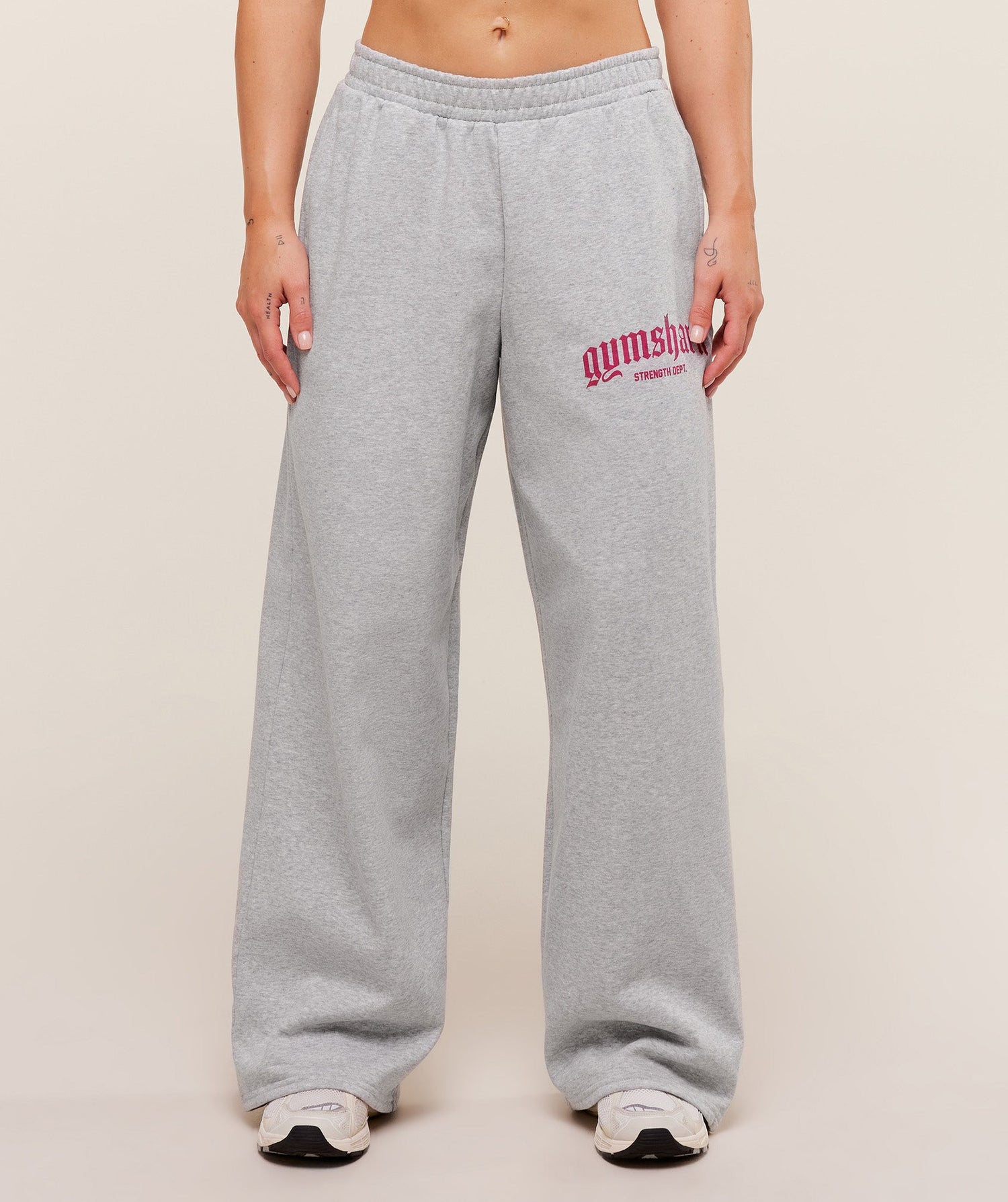 Strength Department Wide Leg Joggers - Light Grey Core Marl