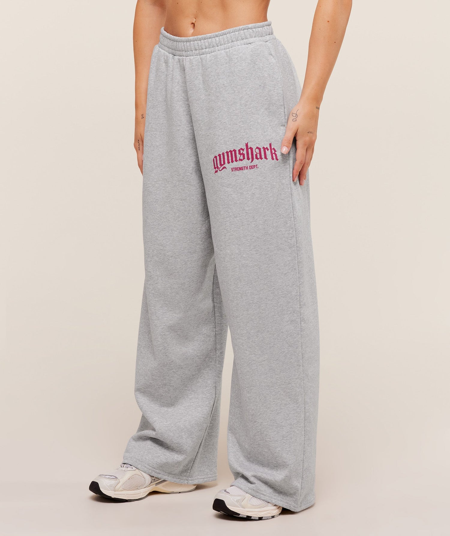Strength Department Wide Leg Joggers - Light Grey Core Marl
