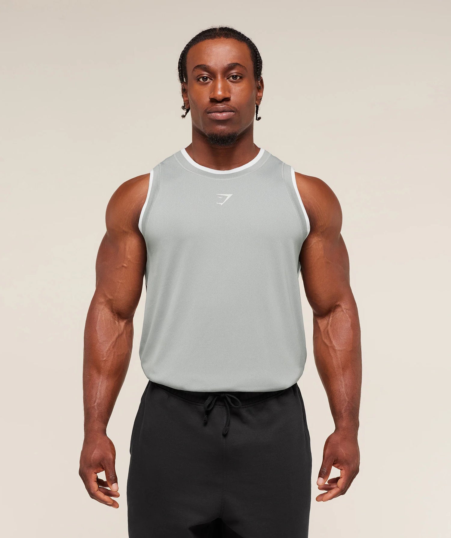 Graphic Basketball Mesh Tank - Silver Grey