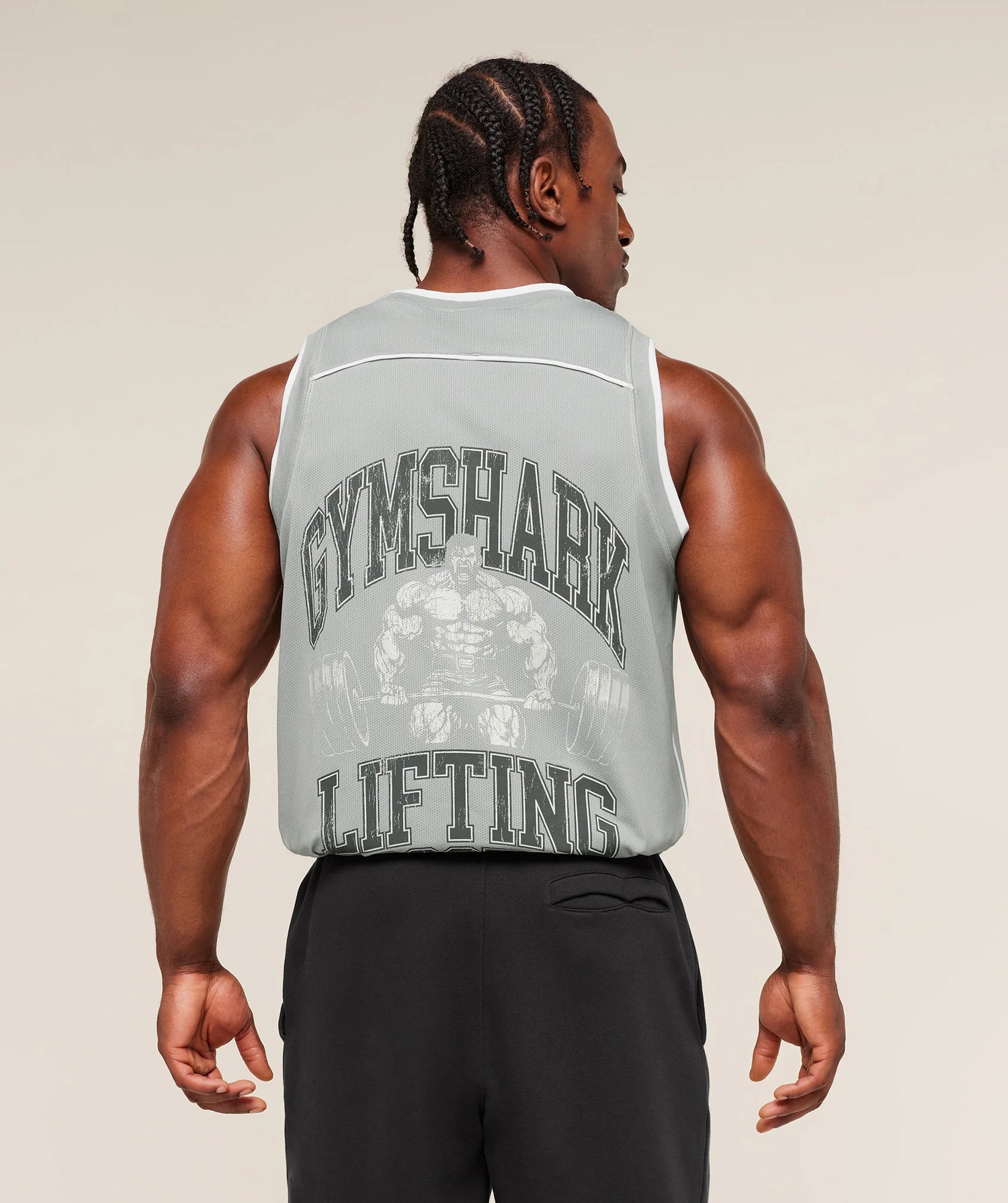 Graphic Basketball Mesh Tank - Silver Grey