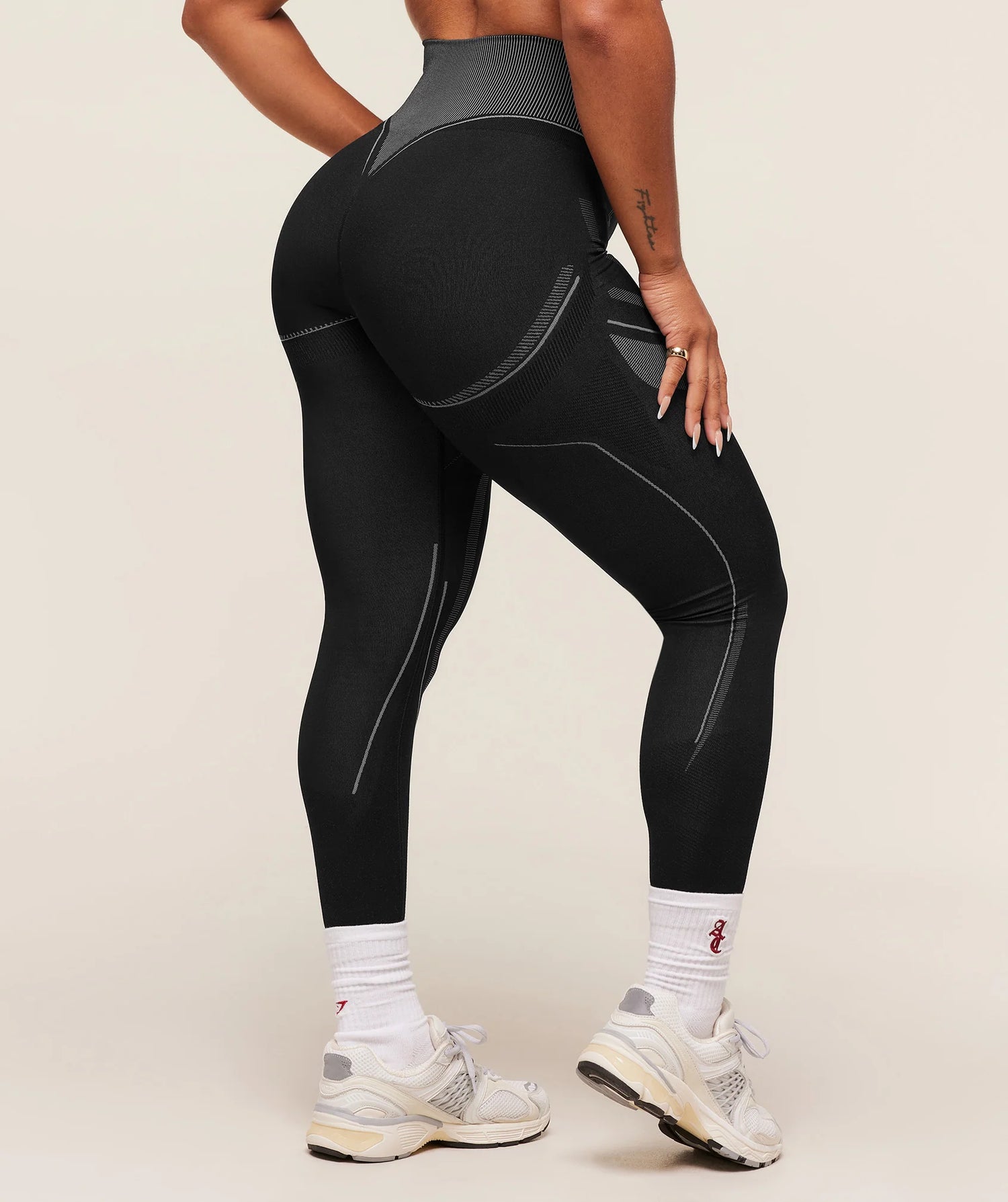Analis Seamless Leggings - Black/Silver Grey