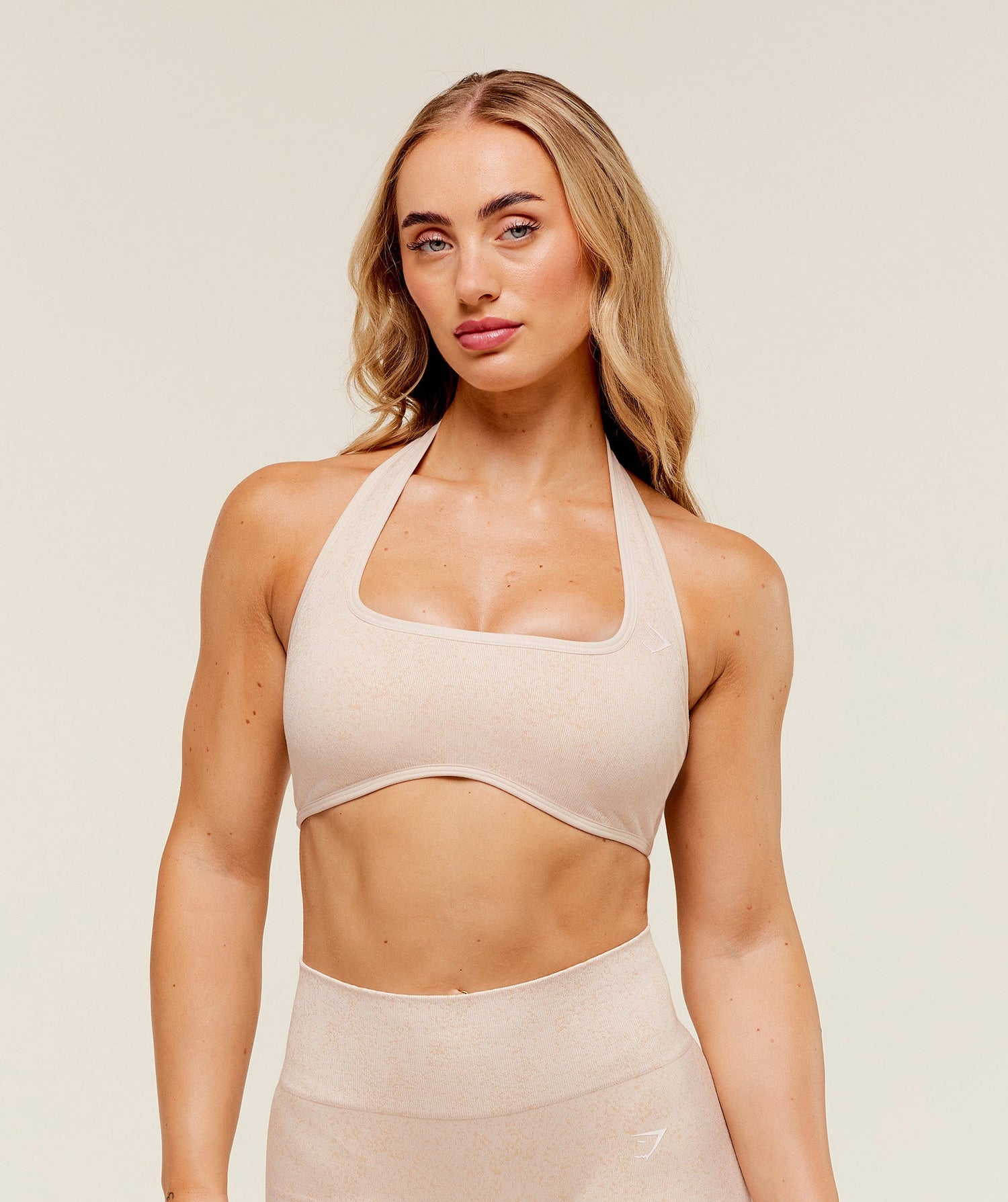 Adapt Fleck x Whitney Halterneck Sports Bra - Coconut White
