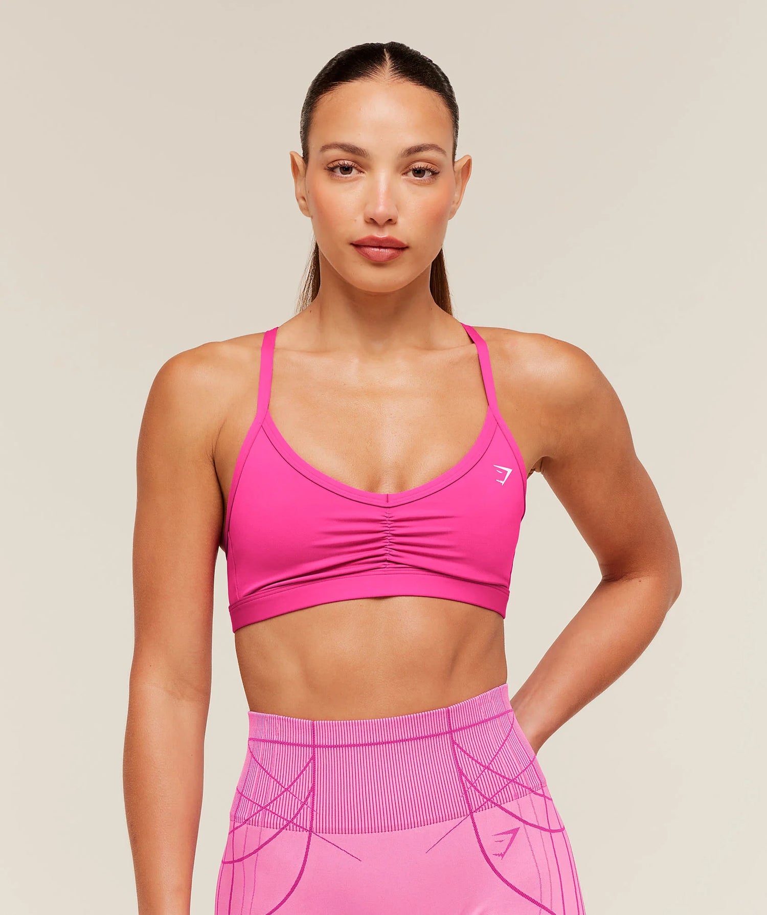 Ruched Strappy Sports Bra - Super-Set Pink