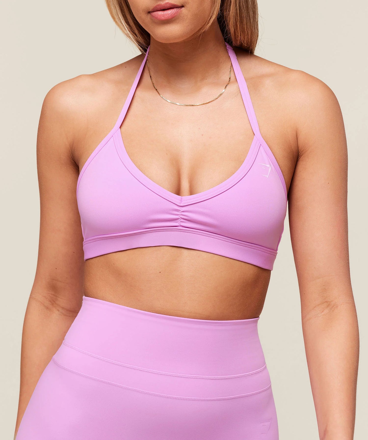 Minimal Halterneck Sports Bra - Sour Pink