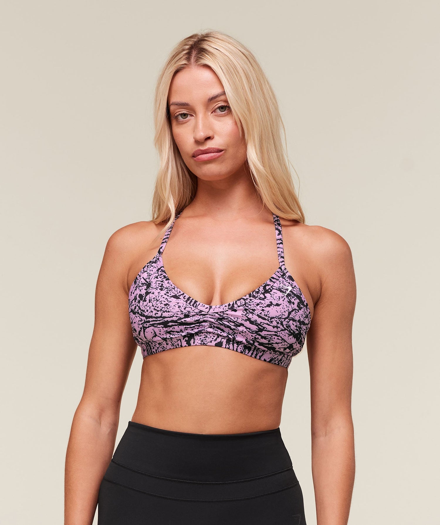 Printed Minimal Sports Bra - Sour Pink