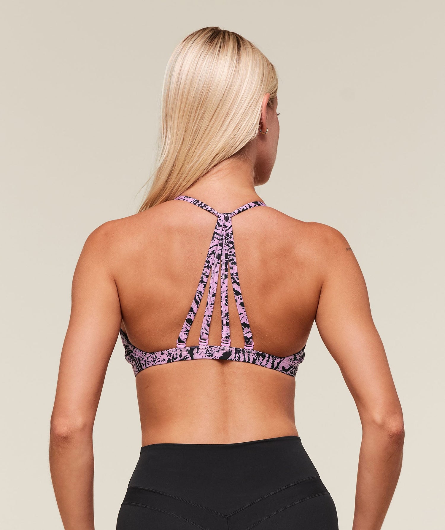 Printed Minimal Sports Bra - Sour Pink