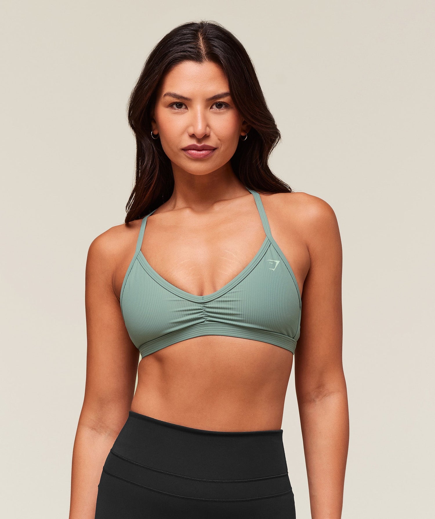 Ribbed Minimal Sports Bra - Celeste Blue