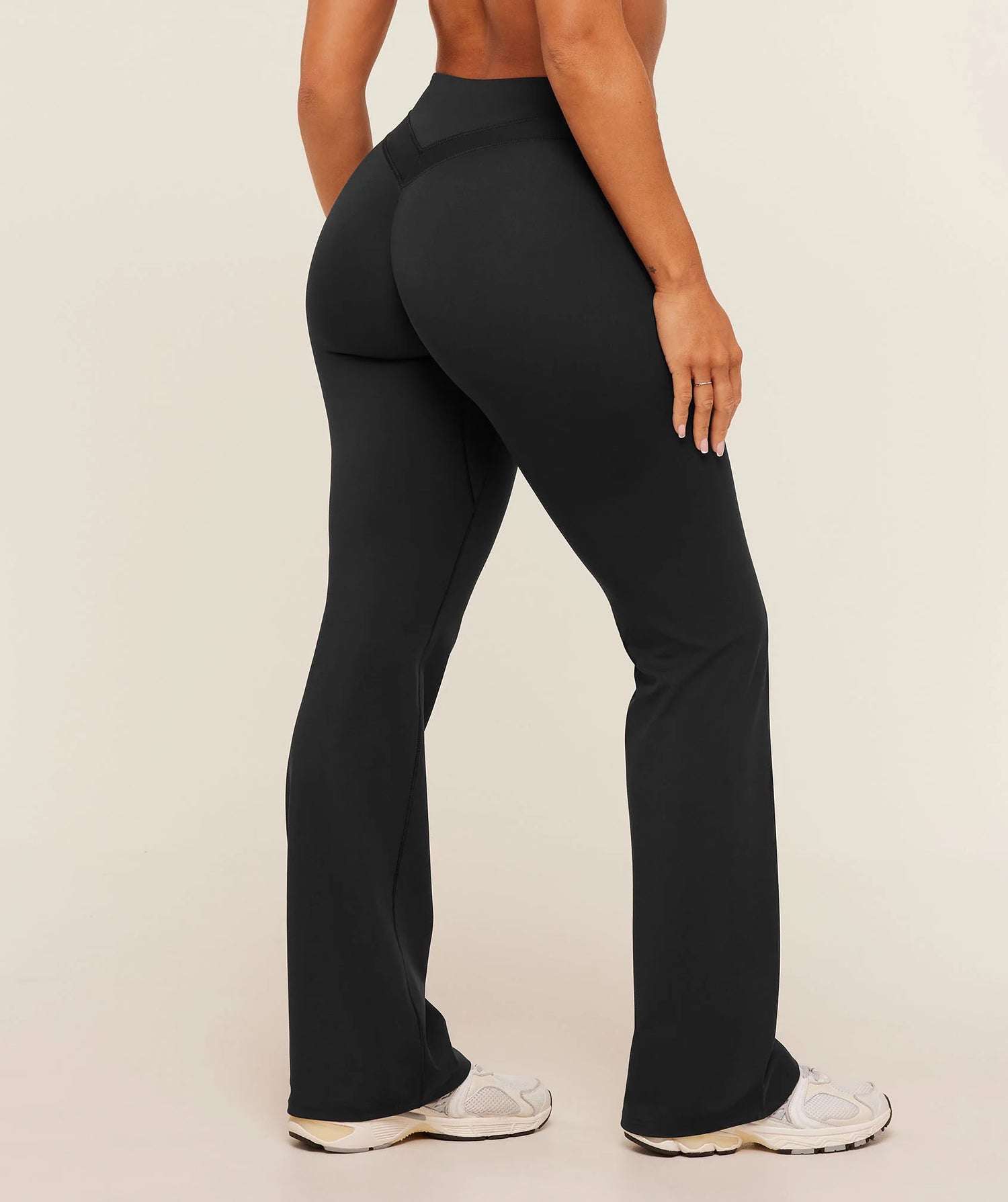 Whitney Mid-High Rise Flared Leggings - Black